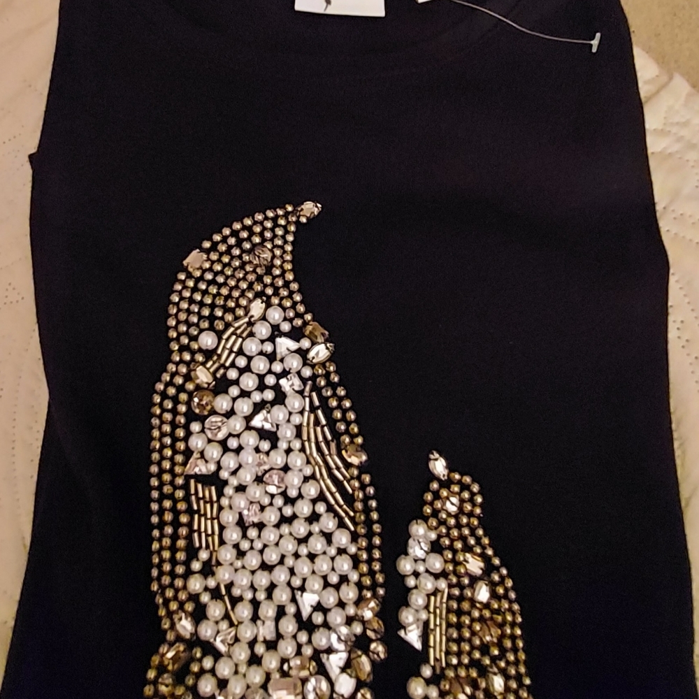 New Festive Penguin Pearl's Black LS Pullover Tee